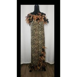 Vintage Leopard Costume Dress Maxi Sleeveless Dress Halloween Glam Size 8/10
